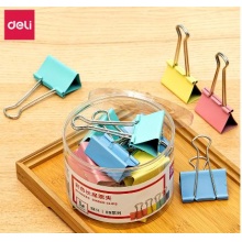 得力8551ES彩色长尾票夹筒装(混)(12只/筒)