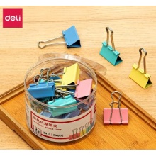 得力8552ES彩色长尾票夹筒装(混)(24只/筒)