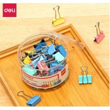 得力8554ES彩色长尾票夹筒装(混)(48只/筒