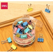 得力8556ES彩色长尾票夹筒装(混)(60只/筒)